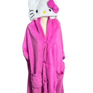 Hello Kitty Pink Plush Wearable Blanket Cape w/ Hood & Pockets – Sanrio 2024